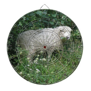 Niedliches White Fluffe Sheep Eating Dart Board Dartscheibe