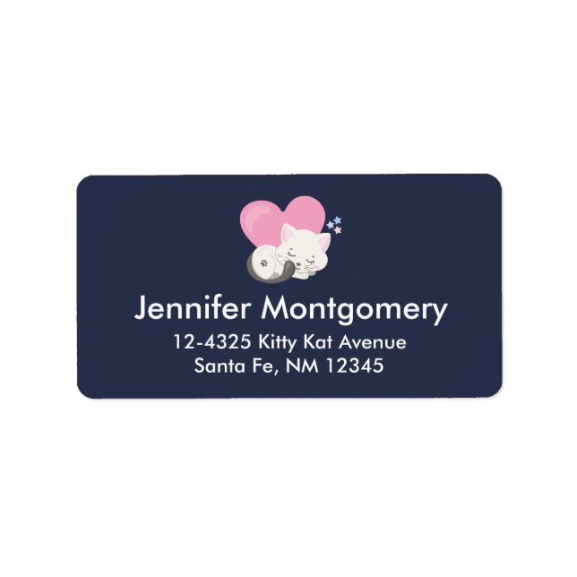 Niedliches White Kitty Cat Schlafen Adressaufkleber (Vorne)