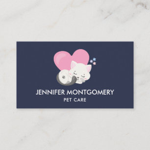 Niedliches White Kitty Cat Schlafen Visitenkarte