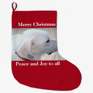 Niedliches White Labrador Mix Dog Profil Red Chris Großer Weihnachtsstrumpf