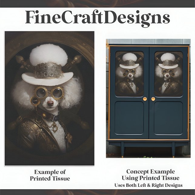 Niedliches White Steampunk Poodle Painting D2R Dec Seidenpapier (Von Creator hochgeladen)