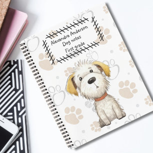 Niedliches White Storybook Welppy on Paws Backgrou Notizbuch
