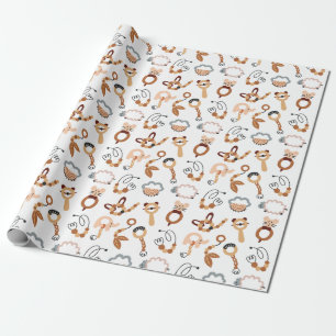Niedliches White Toy Muster Illustration Wrapping Geschenkpapier