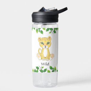 Niedliches Wildleopard auf White Water Flasche