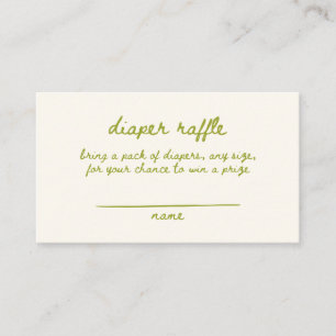 Niedliches Windelwaschgerät mit grüner Handschrift Begleitkarte