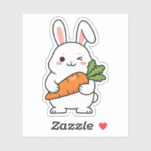 Niedliches Winking Rabbit mit einer Karotte