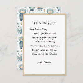 Niedliches Winter Teddy Bär Muster Dankeskarte