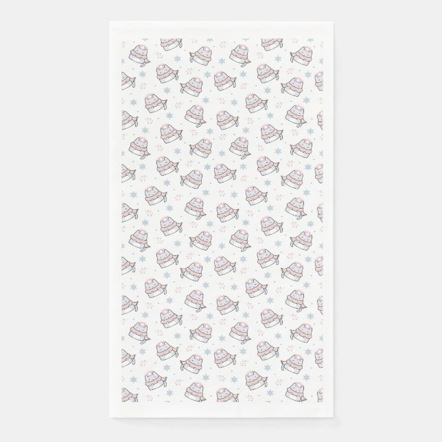 Niedliches Winterkatzenmuster mit Skarabäen und Sc Serviette (Vorderseite)