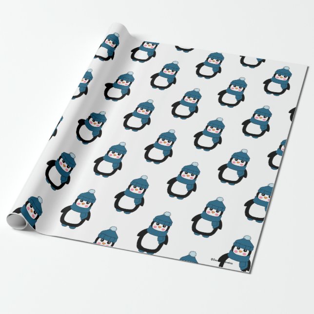 Niedliches Winterpenguin-Muster-Verpackungs-Papier Geschenkpapier (Ungerollt)
