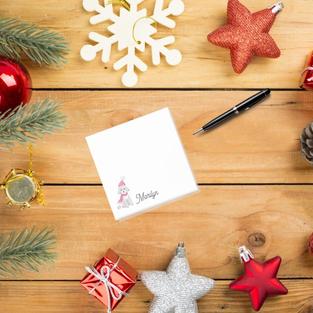 Niedliches Winterpoodle Hübsch und rosa Name Post-it Klebezettel (Von Creator hochgeladen)