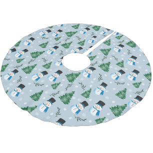Niedliches Winterschneepatel Polyester Weihnachtsbaumdecke