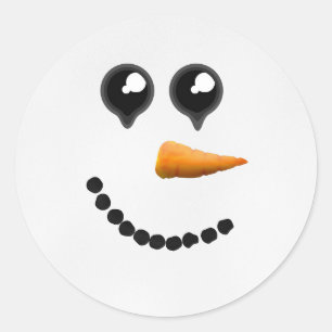 Niedliches Wintersnowman-Gesicht Runder Aufkleber