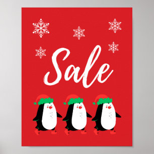 Niedliches Winterverkaufszeichen, Pinguin Weihnach Poster