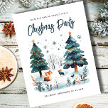 Niedliches Winterwald Weihnachten Party Einladung<br><div class="desc">Niedlich Winter Wonderland Weihnachts Party Postcard Einladung. Für das Ehepaar oder die Familie,  die ein Weihnachtsgetränk Party halten. Das Design zeichnet sich durch eine niedliche Aquarellwaldszene aus. Einfach auf der Vorder- und Rückseite mit Ihrer Textauswahl personalisiert.</div>