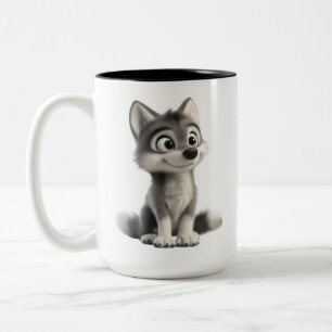 Niedliches Wolf-Kaffeetasse Hübsche Husky-Hund-T Zweifarbige Tasse