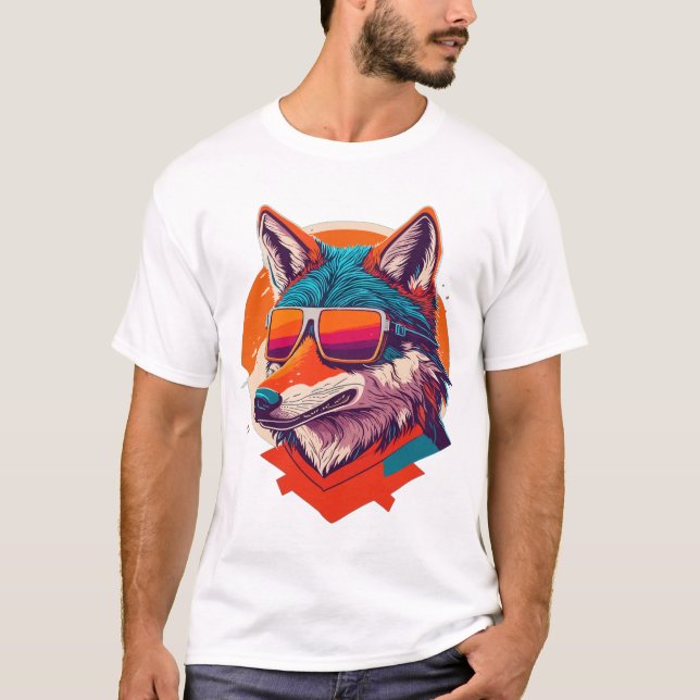 NIEDLICHES WOLF TRAGEN SUNGLASS. T-Shirt (Vorderseite)