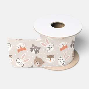 Niedliches Woodland Animal Kids Muster Satinband