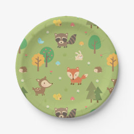 Niedliches Woodland Animal Muster Kinderdusche Par Pappteller
