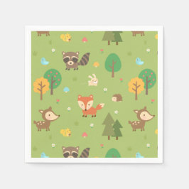 Niedliches Woodland Animal Muster Kinderdusche Par Serviette