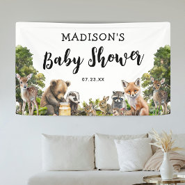 Niedliches Woodland Animals Kinderdusche Party Banner