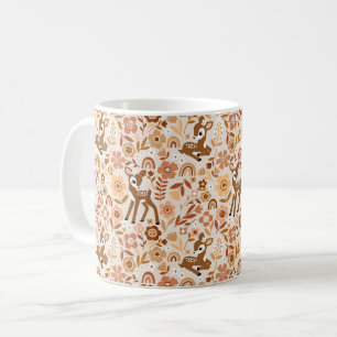 Niedliches Woodland Baby Deer Blumenmuster Kaffeetasse