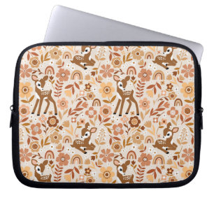 Niedliches Woodland Baby Deer Blumenmuster Laptopschutzhülle