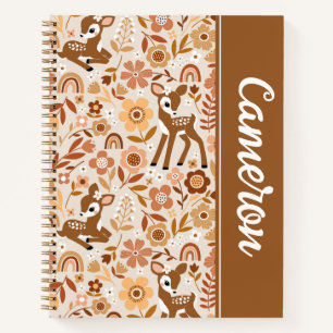 Niedliches Woodland Baby Deer Blumenmuster Notizbuch