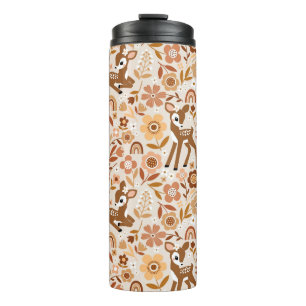 Niedliches Woodland Baby Deer Blumenmuster Thermosbecher
