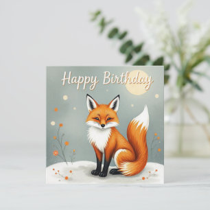 Niedliches Woodland Brown Fox Happy Birthday Karte