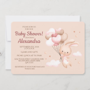 Niedliches Woodland Bunny Rabbit Babydusche Einladung