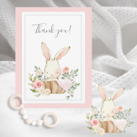 Niedliches Woodland Bunny Rabbit Flat Danke Karte
