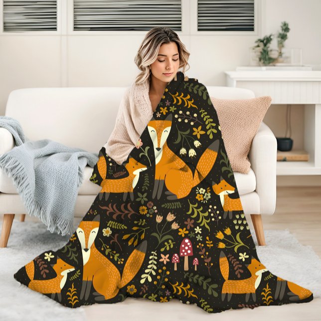 Niedliches Woodland Fox Muster Schlafzimmer oder K Fleecedecke (Von Creator hochgeladen)