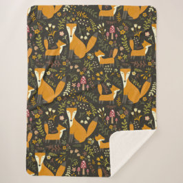 Niedliches Woodland Fox Muster Schlafzimmer oder K Sherpadecke