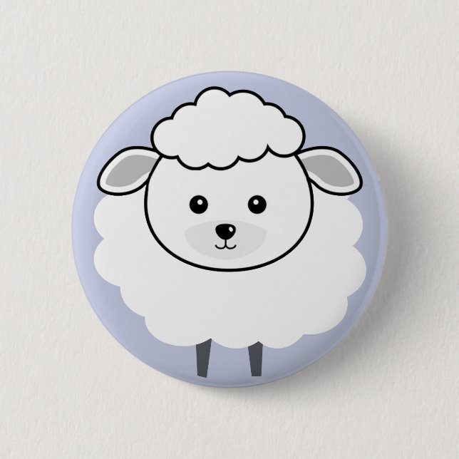 Niedliches Wooly Lamm-Gesicht Button (Vorderseite)