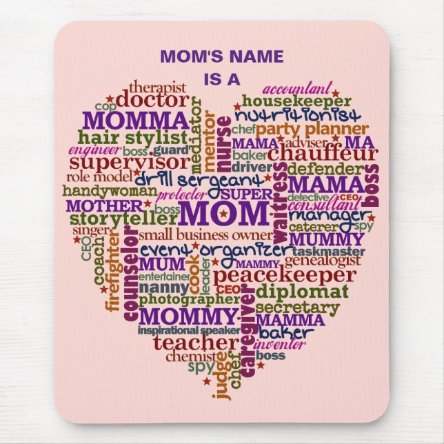 Niedliches Wort-Kunst-Herz der Mama-Mutter Mousepad (Vorne)