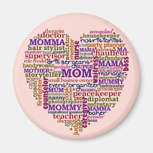 Niedliches Wort-Kunst-Herz der Mama-Mutter Tages Magnet