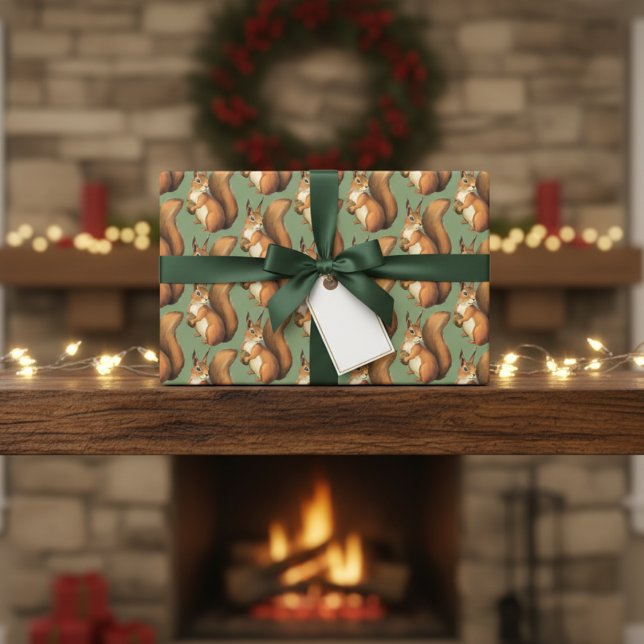 Niedliches Wrapper-Papier Geschenkpapier Set (Cute Woodland Squirrel Wrapping Paper)