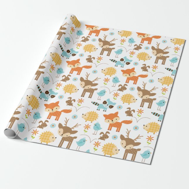 Niedliches Wrapping Paper für Woodlandtiere Geschenkpapier (Ungerollt)