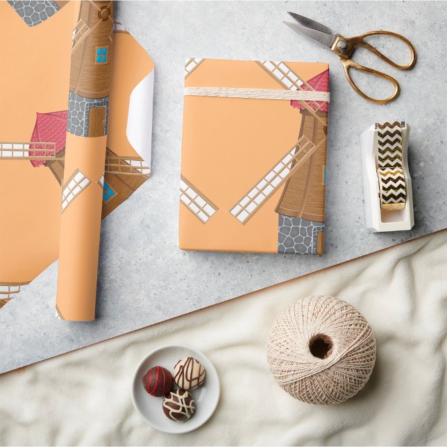 Niedliches Wrapping Paper von Windmill Dutch Archi Geschenkpapier (Von Creator hochgeladen)