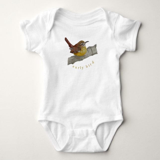 Niedliches Wren "Early Bird" Baby Outfit Baby Strampler (Vorderseite)