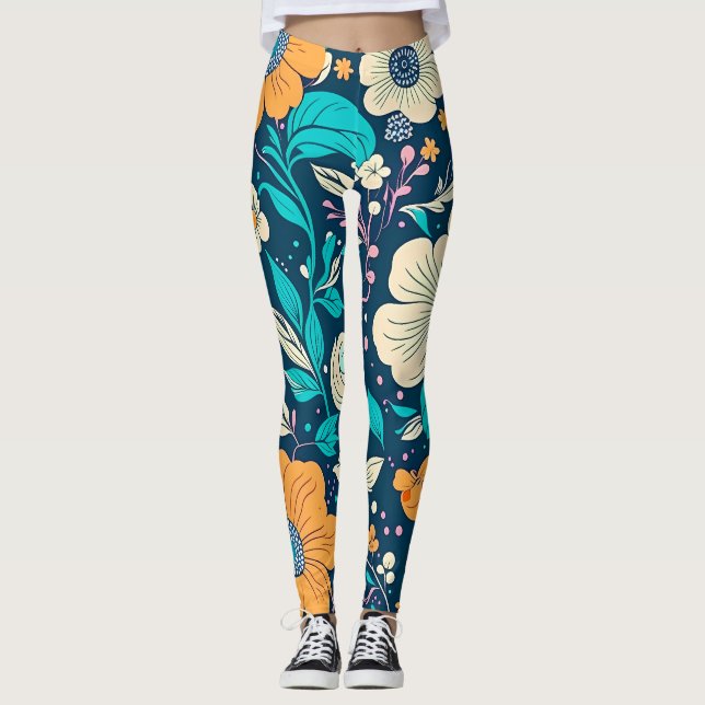 Niedliches, wunderschönes Blumenmuster und nahtlos Leggings (Vorderseite)