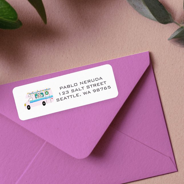 Niedliches Xmas RV Motorhome Pink CUSTOM Mailing L (Cute Xmas RV Motorhome Pink Christmas Holidays CUSTOM Return Address Mailing Label
)