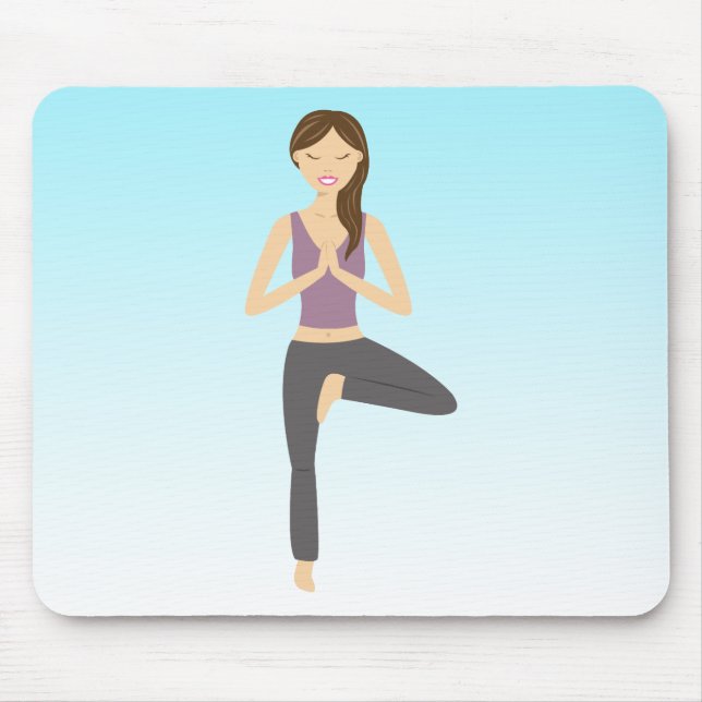 Niedliches Yoga Girl macht die Pose des Baumes Ill Mousepad (Vorne)