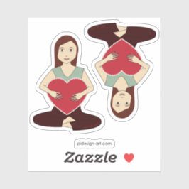 Niedliches Yoga Girl mit rotem Herzen Aufkleber