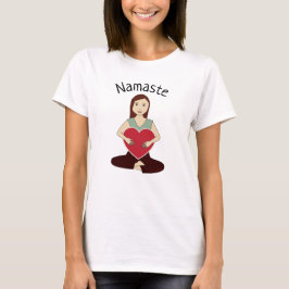 Niedliches Yoga Girl mit rotem Herzen Namaste T-Shirt
