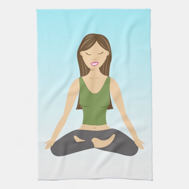 Niedliches Yoga-Mädchen in der Illustration zur Po Geschirrtuch (Vertikal)