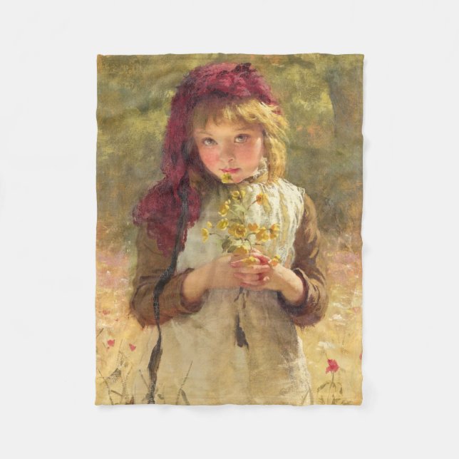 Niedliches Young Girl Holly Yellow Buttercup Blume Fleecedecke (Vorderseite)