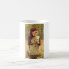 Niedliches Young Girl Holly Yellow Buttercup Blume Kaffeetasse
