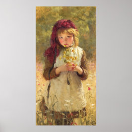 Niedliches Young Girl Holly Yellow Buttercup Blume Poster