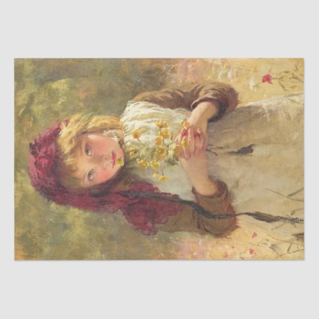 Niedliches Young Girl Holly Yellow Buttercup Blume Seidenpapier (Vorderseite)